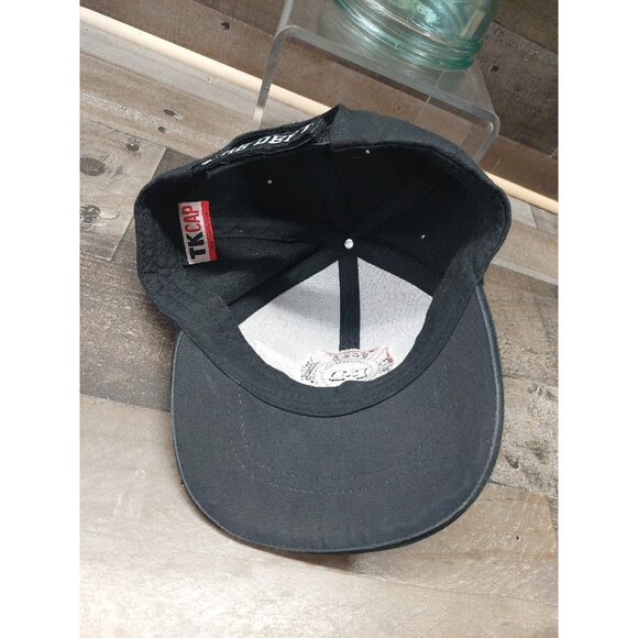 TK Cap Fire Fighter FD Black With Raised Embroidered Logo Hook n Loop Hat - Picture 6 of 7